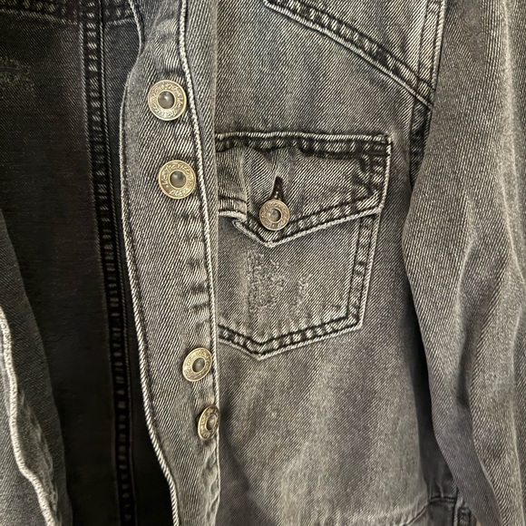 Free People Moonchild Denim Shirt Jacket faded Black XS - Picture 8 of 14